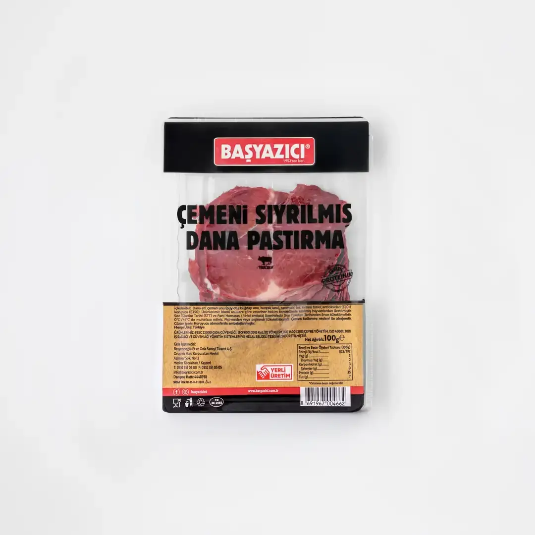 Başyazıcı Dilimli Seçme Pastırma 100 gr ürününün görseli